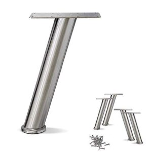 akb hardware stainless steel slanted sofa legs, furniture legs, slant round tube - set of 4 new (12" h)