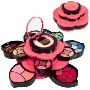 toysical makeup kit for teens - flower makeup palette gift set for teen girls and women - makeup for girls 10-12 - petals expand to 3 tiers - variety shade array - full starter kit for beginners