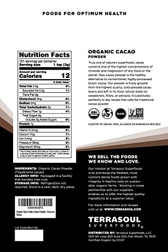 Terrasoul Superfoods Raw Organic Cacao Powder, 2 Lbs (2 Pack) - Raw | Keto | Vegan