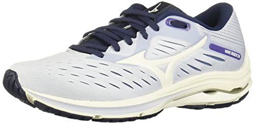 Mizuno womens Wave Rider 24 Running Shoe, Arctic Ice-snow White, 9.5 Wide US