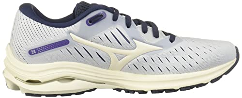 Mizuno womens Wave Rider 24 Running Shoe, Arctic Ice-snow White, 9.5 Wide US