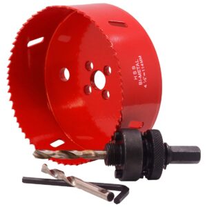 Koopi 4.25" Hole Saw with Heavy Duty Arbor, 38mm Depth Bi-Metal 4 1/4 inch Hole Cutter for Easily Drilling Wood, Plastic, Plywood, Drywall, Thin Metal (108mm)