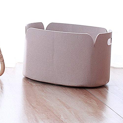 Foldable Storage Basket Bin Drawers Nature Felt Fabric with Handles for Home Office Bedroom Clothes DVD Books Cloest Organizer Strong&Large Size (Beige)