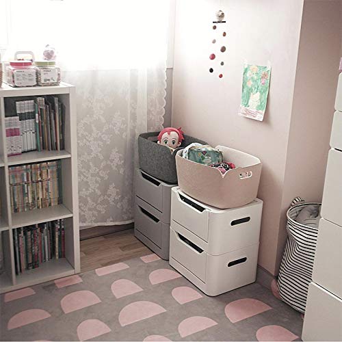 Foldable Storage Basket Bin Drawers Nature Felt Fabric with Handles for Home Office Bedroom Clothes DVD Books Cloest Organizer Strong&Large Size (Beige)