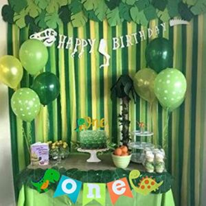 LaVenty Set of 2 Dinosaur First Birthday Banner Dinosaur One Cake Topper Dinosaur 1st Birthday High Chair Banner Dinosaur Birthday Party Decoration