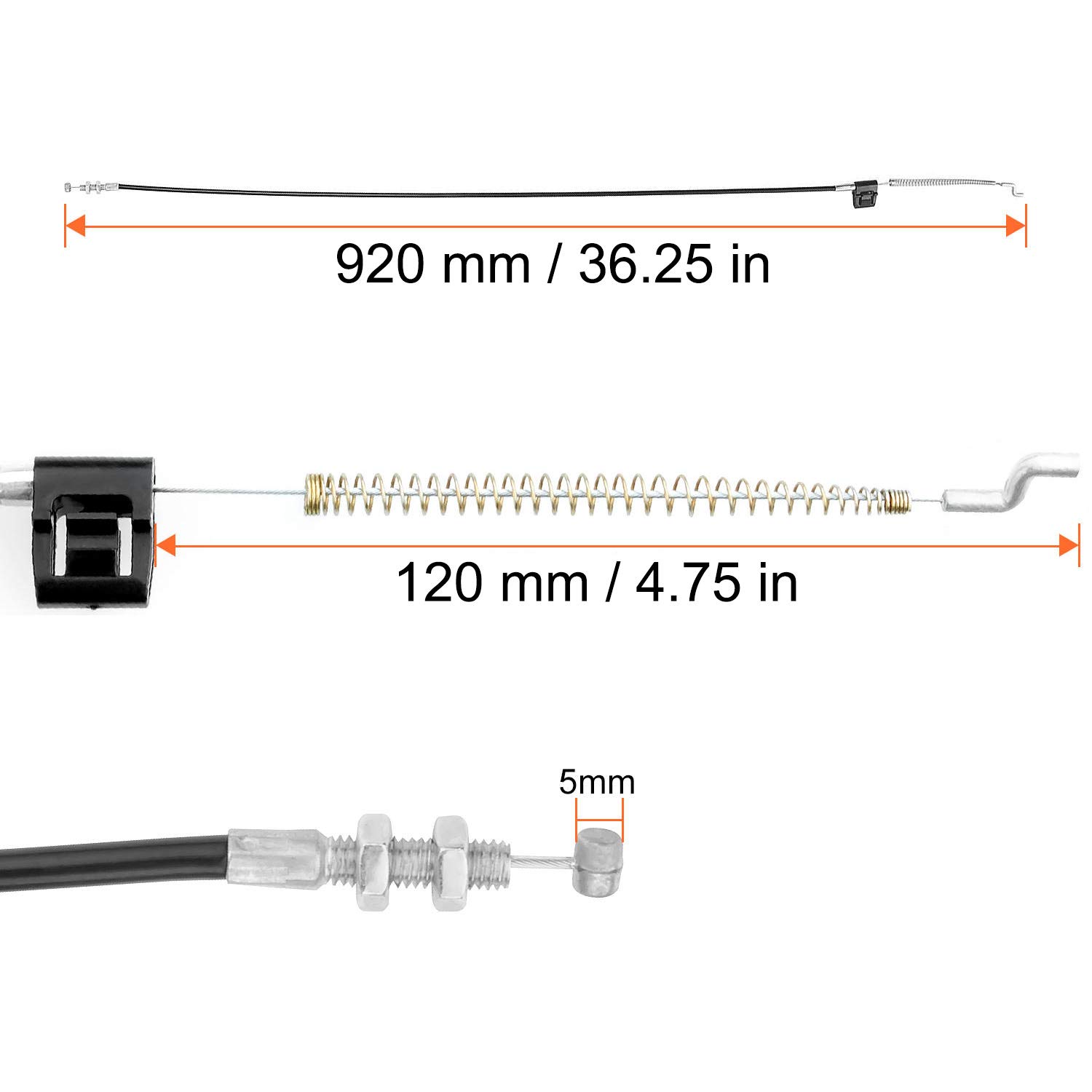 STARVAST 3 Pcs Sofa Recliner Cable Replacement Part Recliner Couch Release Cable 37 inch, 5mm Cable Barrel End S-shaped Hook Exposed Cable with a spring fitted (4.75 in Length)