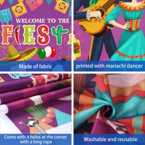 Fiesta Couple Photo Door Banner, Giant Fabric Fiesta Photo Booth Background, Funny Fiesta Games Supplies for Mexican Theme Festival, 6 x 3 ft