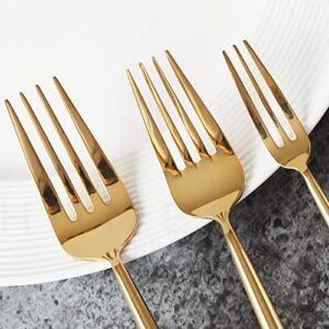 Homelux Theory 18/10 Gold Silverware Set Stainless Steel, 5pc Mirror Polished Modern Silverware Set Dishwasher Safe, Kitchen Flatware Set, Adaline Royal Knife Spoons & Forks Set, Gold Cutlery Set of 4