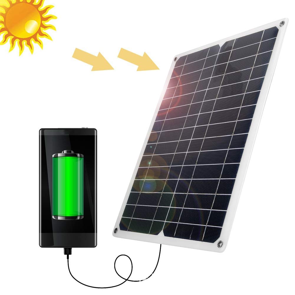 Dioche Portable Solar Panel, Solar Charge Controller, 25W DC 18V/5V Dual USB High Conversion Solar Power Bank Panel for Camping Travelling Car Boat Charger