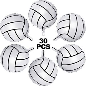 30 Pieces Volleyball Balloons Volleyball Aluminum Foil Balloons Volleyball Sports Themed Party Decoration for Birthday Holiday Party Supplies