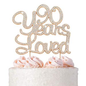 90 Cake Topper - Premium Rose Gold Metal - 90 Years Loved - 90th Birthday Party Sparkly Rhinestone Decoration Makes a Great Centerpiece - Now Protected in a Box