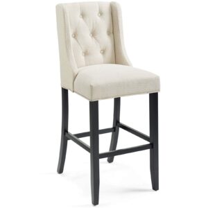 modway baronet tufted button fabric bar stool, beige