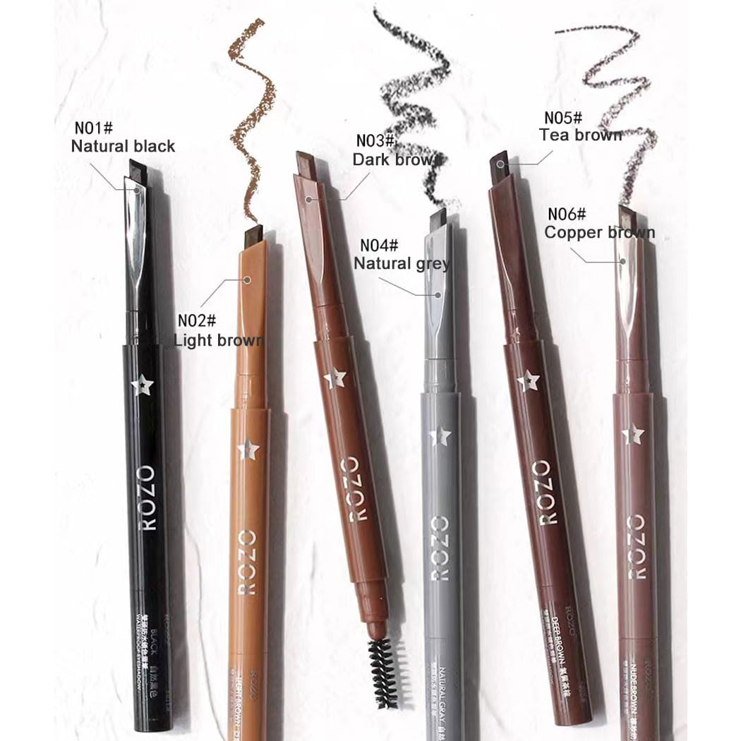 ROZO Long lasting and Waterproof Professional Makeup Auto Eyebrow Pencil (NO.4 Natural Gray)