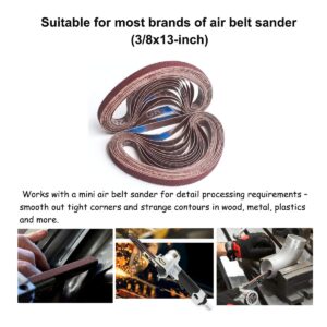 Aiyard 3/8 x 13 Inch Aluminum Oxide Sanding Belts, 4 Each of 40/60/80/120/180/240 Assorted Grits Abrasive File Belts for Air Belt Sander, 24-Pack