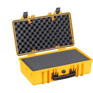 Monoprice Weatherproof Hard Case - 22in x 14in x 8in, Yellow with Customizable Foam, Shockproof, IP67, 20.3 Liter