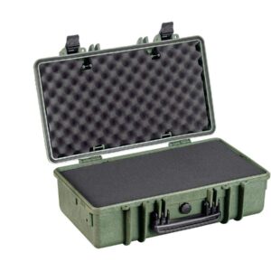 Monoprice Weatherproof Hard Case - 22in x 14in x 8in, OD Green with Customizable Foam, Shockproof, IP67