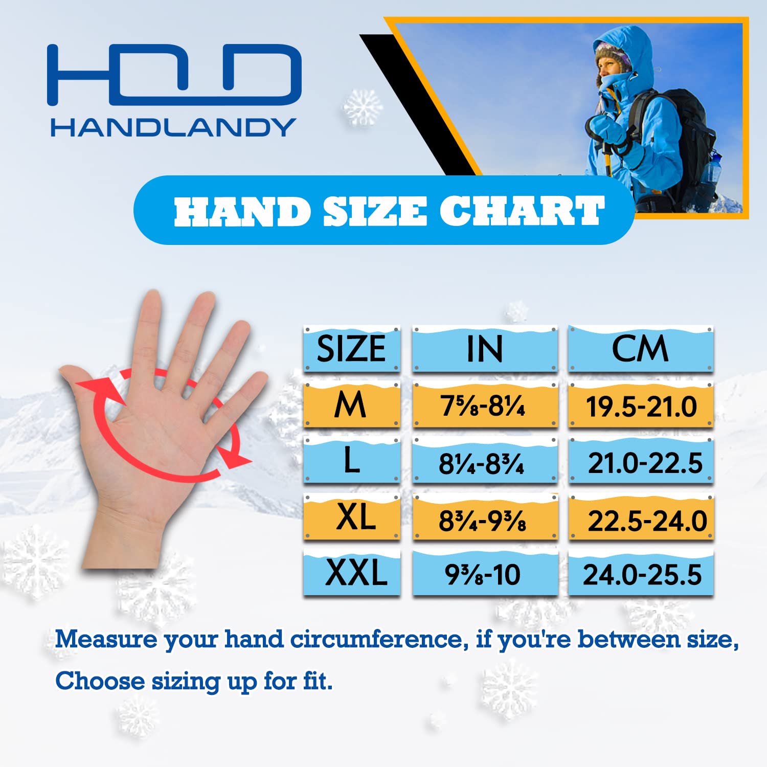 HANDLANDY Waterproof Insulated Work Gloves, 3M Thinsulate Thermal Winter Gloves for Men Women Touch Screen, Warm Ski Snowboard Cold Weather Gloves (Large, Blue)