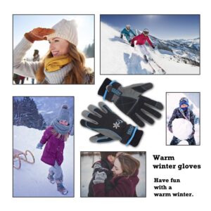 HANDLANDY Waterproof Insulated Work Gloves, 3M Thinsulate Thermal Winter Gloves for Men Women Touch Screen, Warm Ski Snowboard Cold Weather Gloves (Large, Blue)