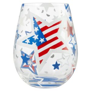 enesco designs by lolita home of the brave artisan stemless wine glass, 1 count (pack of 1), multicolor