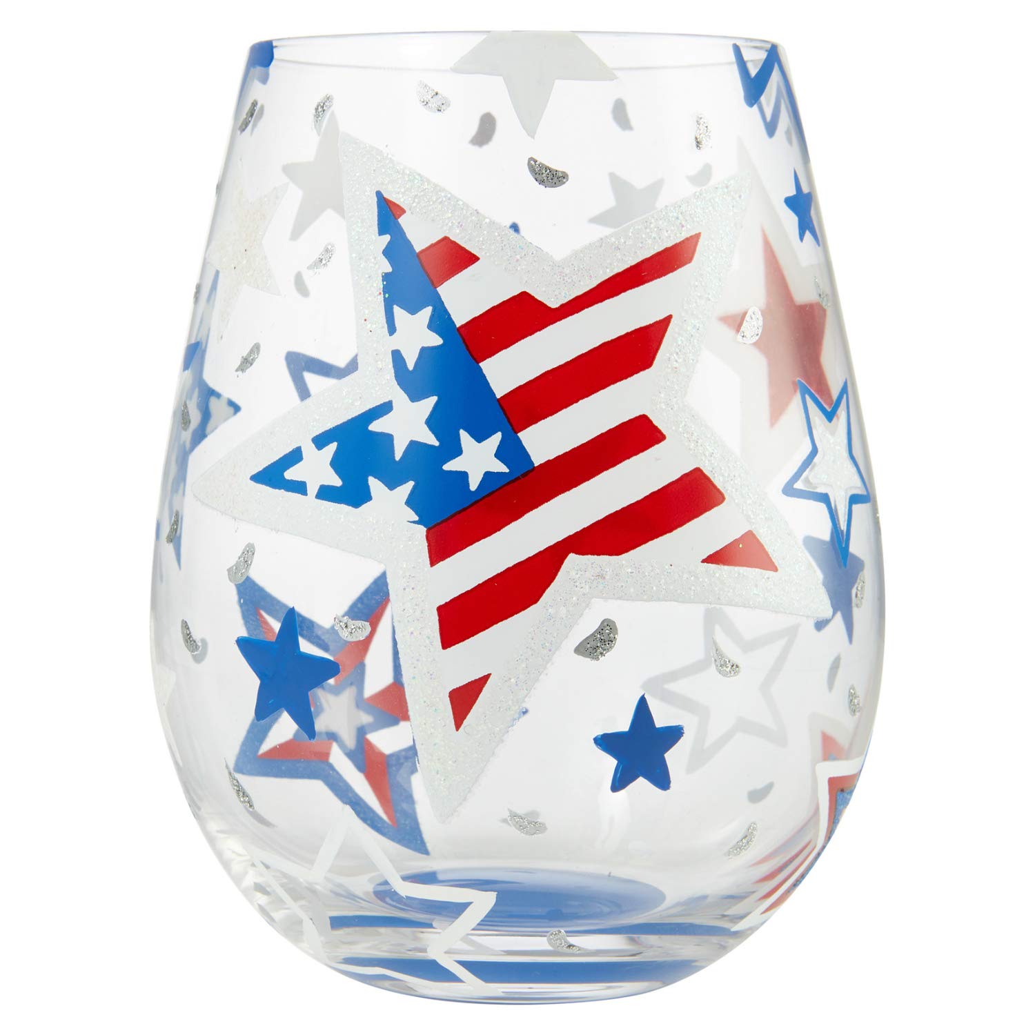 Enesco Designs by Lolita Home of The Brave Artisan Stemless Wine Glass, 1 Count (Pack of 1), Multicolor