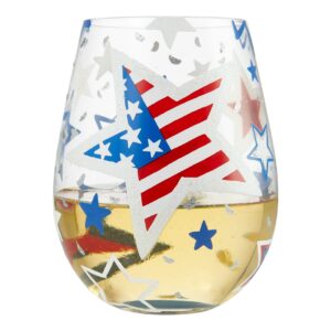 Enesco Designs by Lolita Home of The Brave Artisan Stemless Wine Glass, 1 Count (Pack of 1), Multicolor