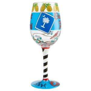 Enesco Designs by Lolita Carolina Girl Hand-Painted Artisan Wine Glass, 15 Ounce, Multicolor