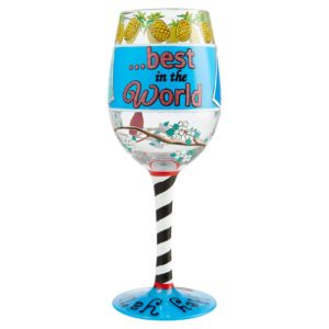 Enesco Designs by Lolita Carolina Girl Hand-Painted Artisan Wine Glass, 15 Ounce, Multicolor