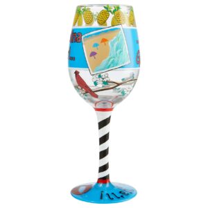 Enesco Designs by Lolita Carolina Girl Hand-Painted Artisan Wine Glass, 15 Ounce, Multicolor