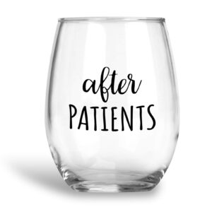 Artisan Owl Before Patients, After Patients SET - Set Contains: One (1) 15 oz Deluxe Large Double-Sided Mug and One (1) 17 oz Stemless Wine Glass