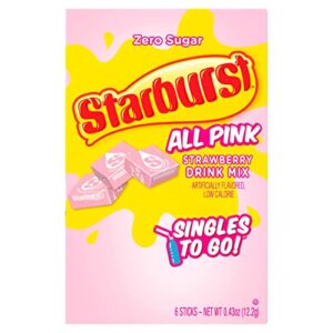 Starburst Singles To Go Powdered Drink Mix, All Pink Strawberry, 3 Boxes with 6 Packets Each - 18 Total Servings, Sugar-Free Drink Powder, Just Add Water, 6 count (Pack of 3)