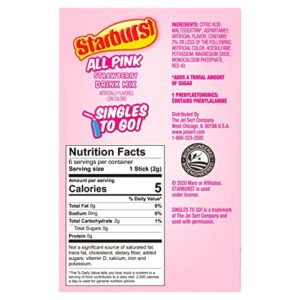 Starburst Singles To Go Powdered Drink Mix, All Pink Strawberry, 3 Boxes with 6 Packets Each - 18 Total Servings, Sugar-Free Drink Powder, Just Add Water, 6 count (Pack of 3)