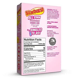 Starburst Singles To Go Powdered Drink Mix, All Pink Strawberry, 3 Boxes with 6 Packets Each - 18 Total Servings, Sugar-Free Drink Powder, Just Add Water, 6 count (Pack of 3)