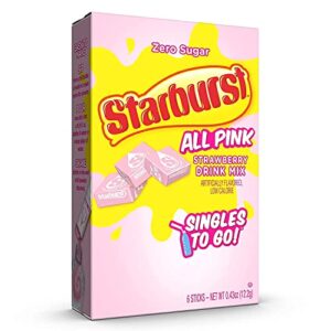 Starburst Singles To Go Powdered Drink Mix, All Pink Strawberry, 3 Boxes with 6 Packets Each - 18 Total Servings, Sugar-Free Drink Powder, Just Add Water, 6 count (Pack of 3)