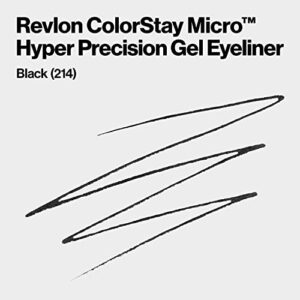 Revlon Gel Eyeliner, ColorStay Micro Hyper Precision Eye Makeup with Built-in Smudger, Waterproof, Longwearing with Micro Precision Tip, 214 Black, 0.01 Oz