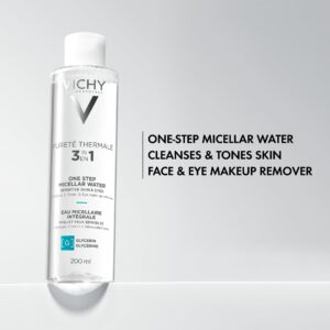 Vichy Pureté Thermale One Step Micellar Water Makeup Remover & Facial Toner | Micellar Cleansing Water + Vitamin B5 | No Rinse Needed | Gentle Eye Makeup Remover & Hydrating Toner For Face