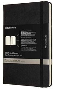 moleskine pro project planner, hard cover, large (5" x 8.25") black, 288 pages