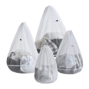arzasgo mesh laundry bags, pack of 4 durable drawstring laundry washing bags for delicates, garments, lingerie, socks, bras and baby clothes (coarse&fine mesh)