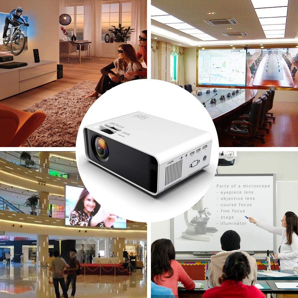 LCD Projector, 480P HD 3D 1500 Lumens Portable Video Projectors Support 30000 Hours LED Life with HDMI/VGA/USB/SD/AV Input Home Cinema Multimedia Player Projector, 110-240V.(US)