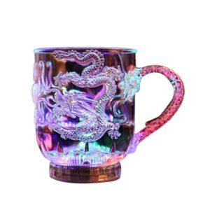 imikeya 3d dragon embossed cup, led flash mug coffee beer whisky cup for bar club home dragon collectible gift