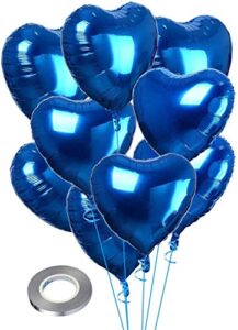 cozofluv 25pcs 18 inch blue heart balloons helium balloons blue heart balloons foil blue foil balloons heart blue birthday decorations blue balloons