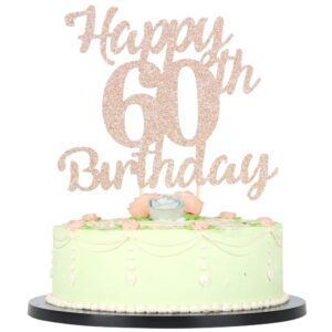 lveud 60th birthday cake topper for happy birthday 60 rose gold 60th cake topper，happy birthday cake topper cake ornament (60th)