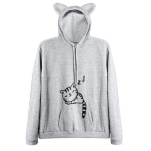 rgosme pullover sweatshirts for women kawaii cat hoodie kawayii hoodies for girls 10-12 (grey,xs)