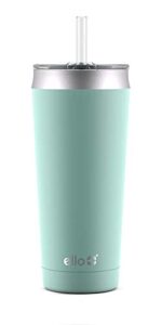 ello beacon vacuum insulated stainless steel tumbler with slider lid and optional straw, 24 oz, yucca