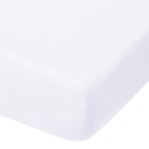 ntbay 100% brushed microfiber fitted crib sheet, super soft and cozy 28x52 crib sheet for standard crib and toddler mattresses, boys, girls, unisex, white, 28x52 inches