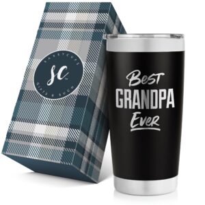 SassyCups Best Grandpa Ever Tumbler - For Grandpa - Best Grandpa Gifts - Personalized Vacuum Insulated Coffee Tumbler Cup - Stainless Steel Travel Mug With Lid - Grandpa