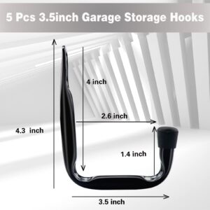 Dreecy J Utility Hooks For Hanging Heavy Duty Garage Storage Utility Hooks For Garage Wall, Color Black, 5 Pack