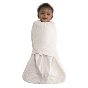 halo sleepsack swaddle, 3-way adjustable wearable blanket, tog 3.0, velboa, cream plush dots, small, 3-6 months