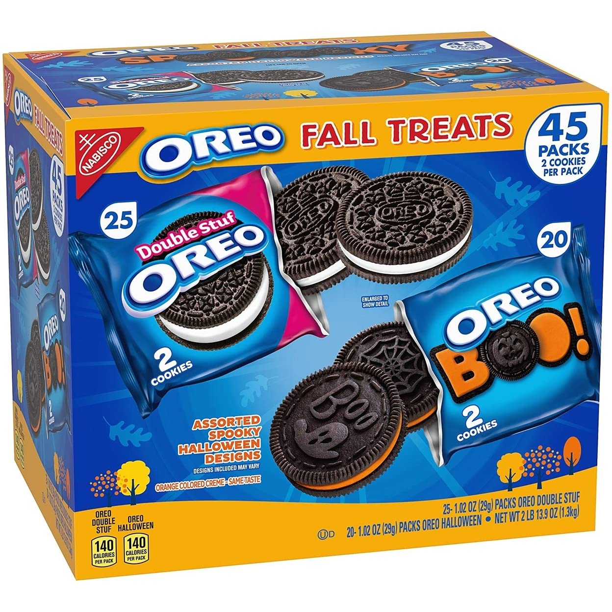 Oreo Fall Treats Cookies 45 Pack 1.02 Oz Net Wt 45.9 Oz