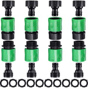hotop 16 pieces garden hose connector 3/4 inch plastic water hose fittings male and female connectors hose end adapters with 10 pieces rubber gaskets