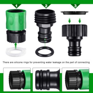 Hotop 16 Pieces Garden Hose Connector 3/4 Inch Plastic Water Hose Fittings Male and Female Connectors Hose End Adapters with 10 Pieces Rubber Gaskets